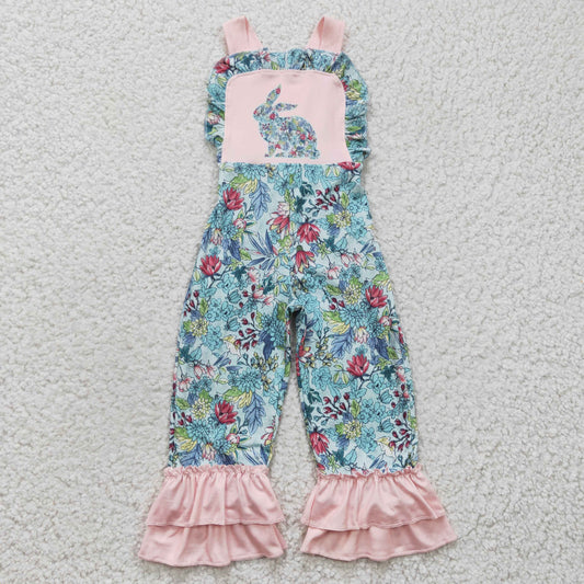 SR0164  Easter Rabbit flower short sleeve girl overall jumpsuit romper  RTS 20231121