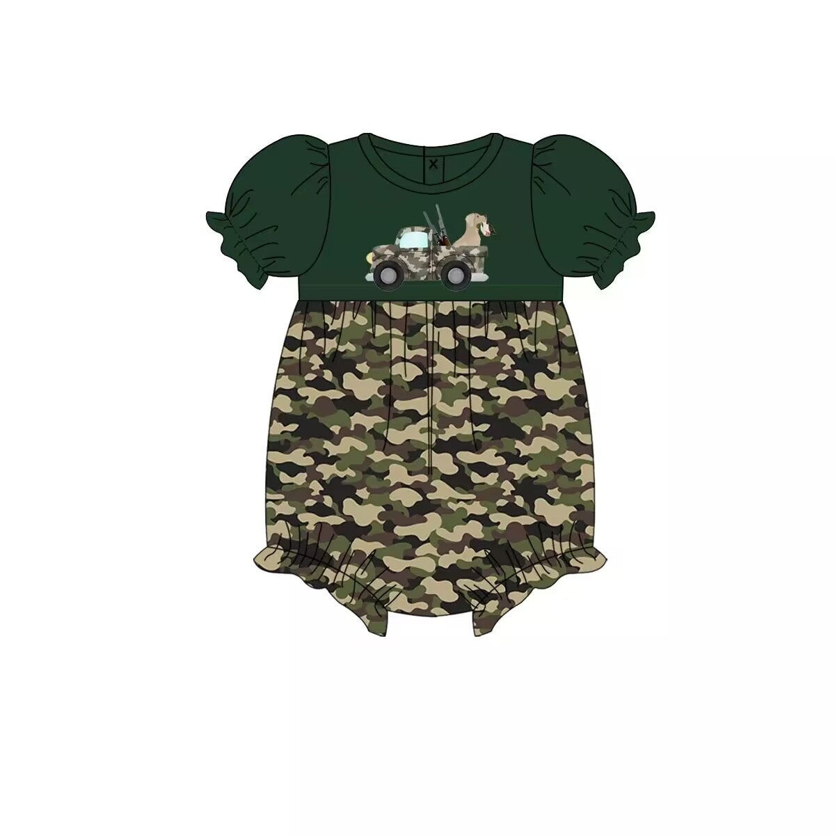 SR0182 preorder Camo car dog short sleeve shorts girl summer outfit 1124