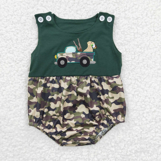 SR0183 Camo car dog short sleeve shorts boy summer romperromper 20230214