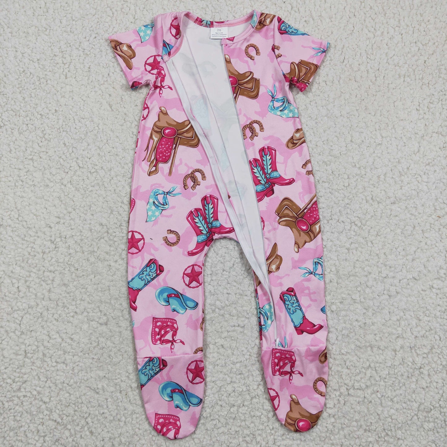 promotion RTS SR0194 western short sleeve girl romper 20230111