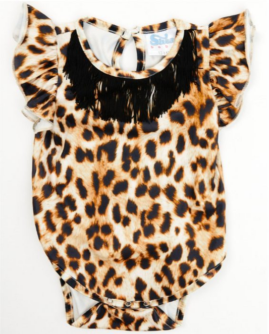 SR0202  short sleeve western fringe leopard boy bubble romper preorder