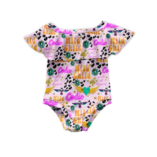 SR0253 western cow gem child short sleeve kids girl Baby romper preorder  20230114