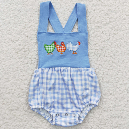 SR0286 chicken embroidery tank-sleeve short sleeve boy romper 20230411 RTS