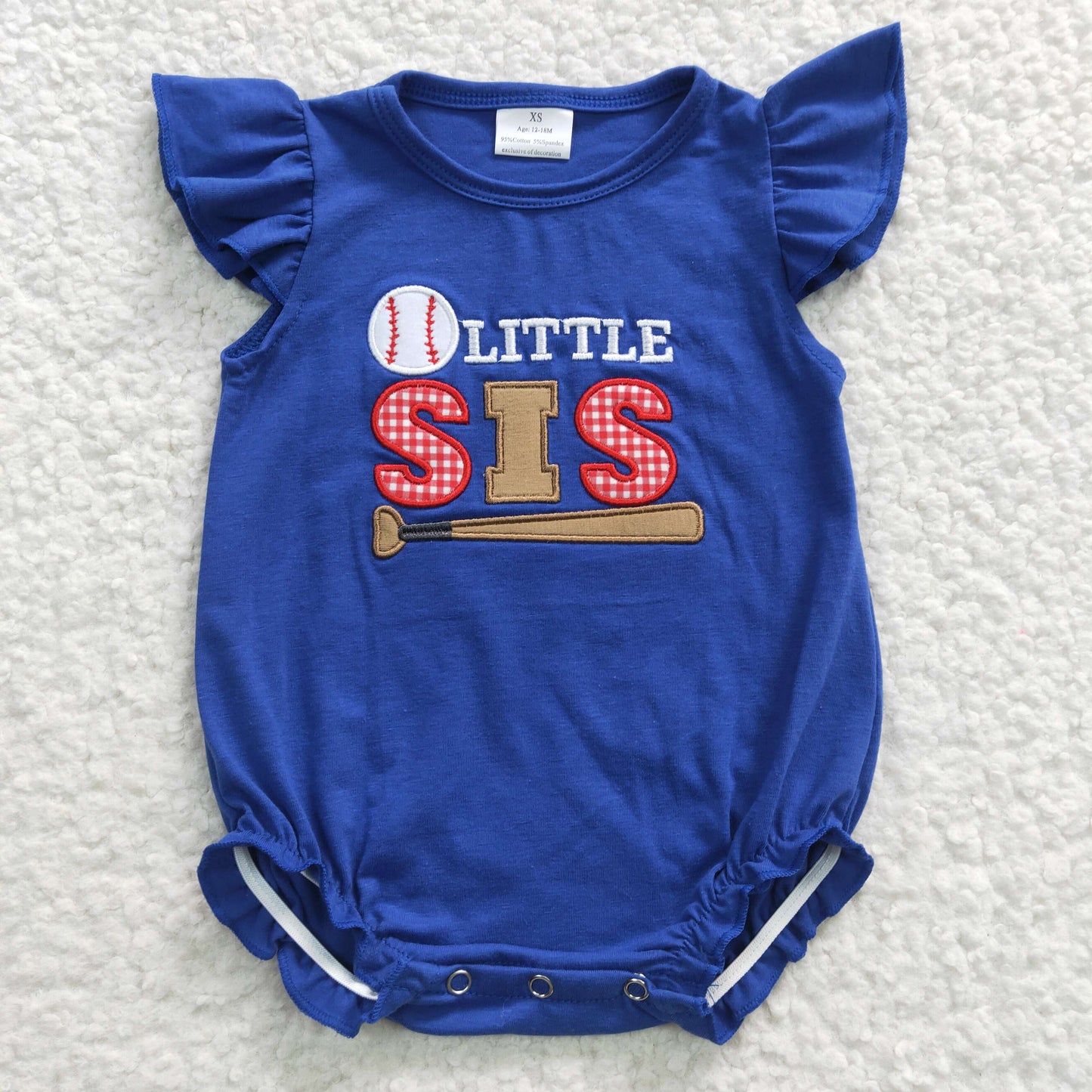 SR0290 Embroidery baseball short sleeve baby romper 20230412 RTS