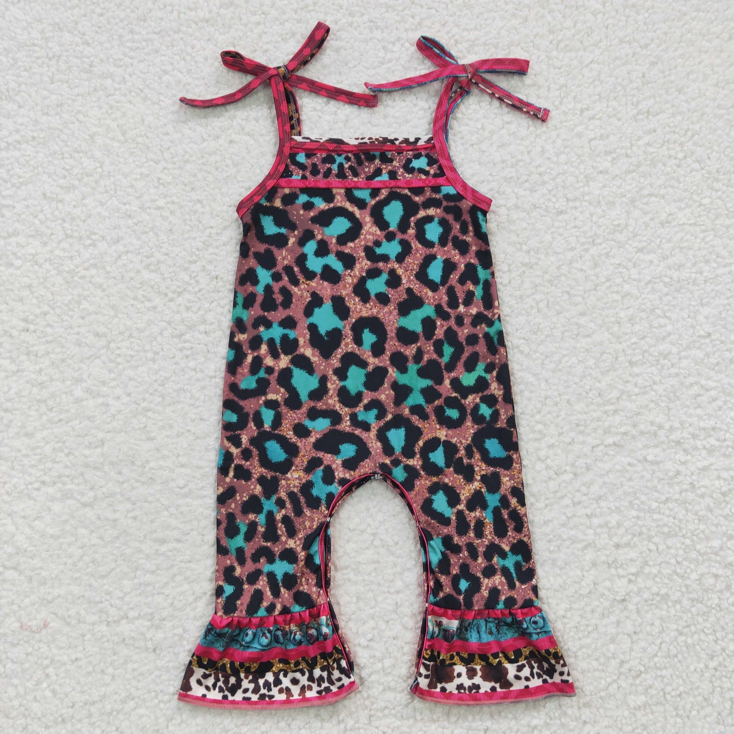 SR0229 Leopard sling short sleeve girl romper