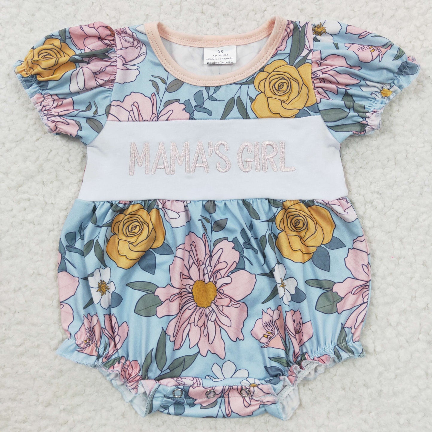 SR0344 Embroidery short sleeve mama girl bubble romper 20230419 RTS