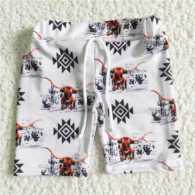 SS0021 RTS white cow calf roping team roping designs white ruffles boy shorts 20230417 RTS