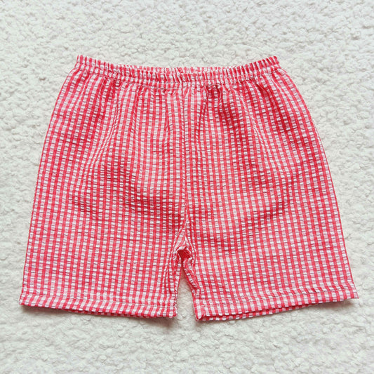 SS0076 boy seersucker red summer shorts preorder 20230330 RTS