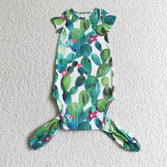promotion RTS NB0007 western cactus design green baby born gown short sleeve summer romper REAL PIC 0523
