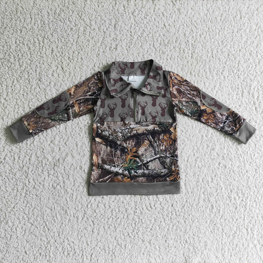 camo deer long sleeve boy top pullover 1017 RTS