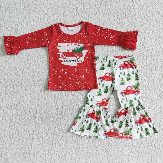 6A17-29 RTS 0531 Christama truck bell bottom long sleeve girl outfit