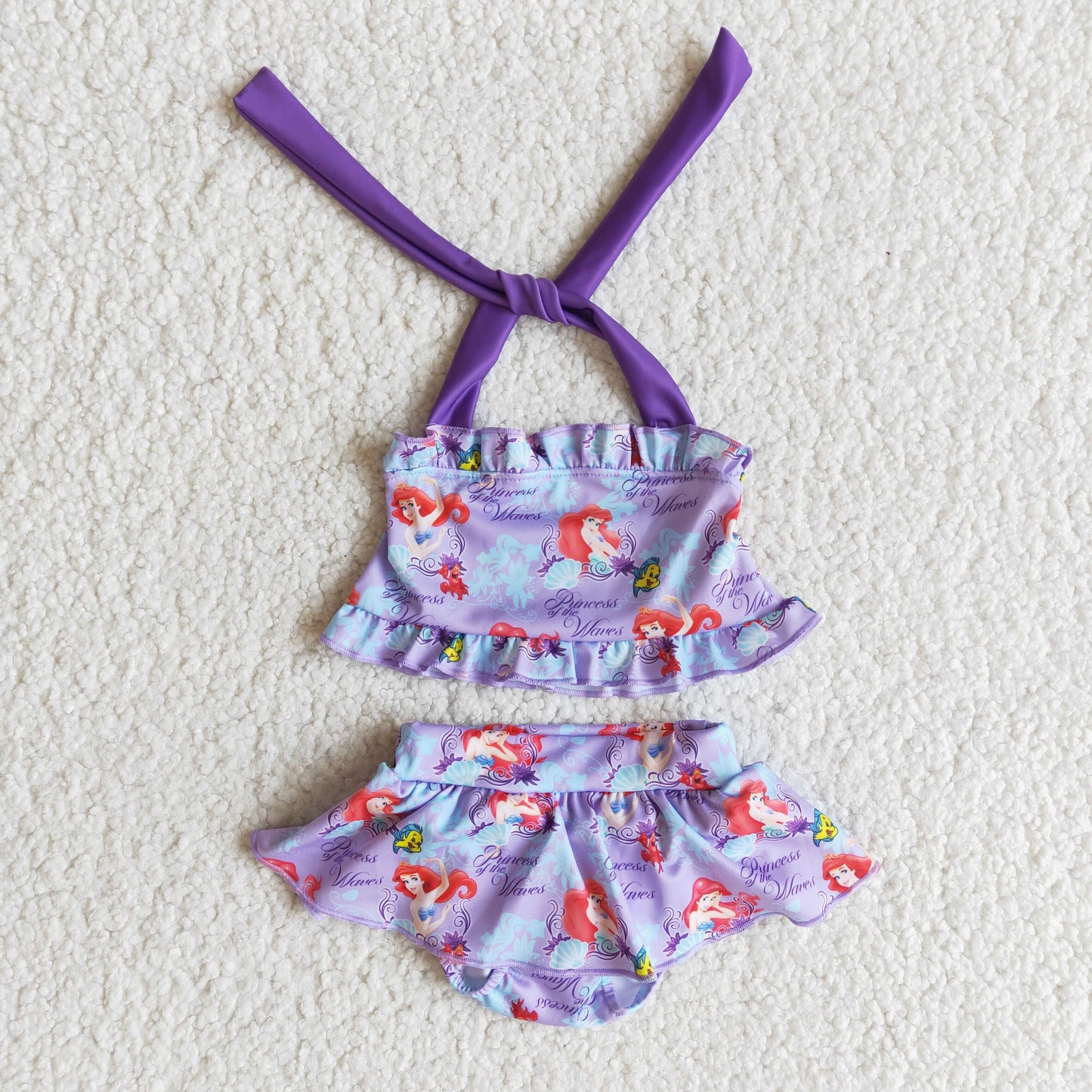 cartoon purple mermaid girl swimwear