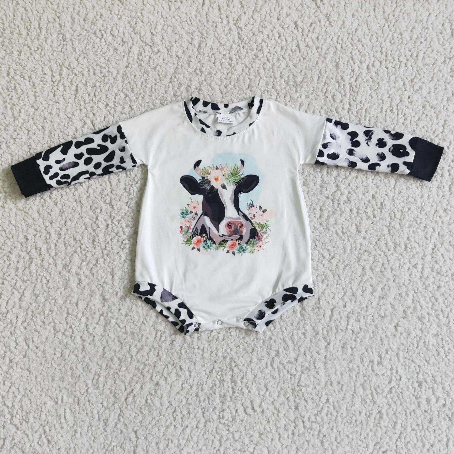 promotion RTS LR0026 leopard long sleeves cow flower girl romper new 0706