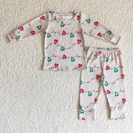 1024 RTS black christmas light bell  long sleeve boy pajamas outfit BLP0086