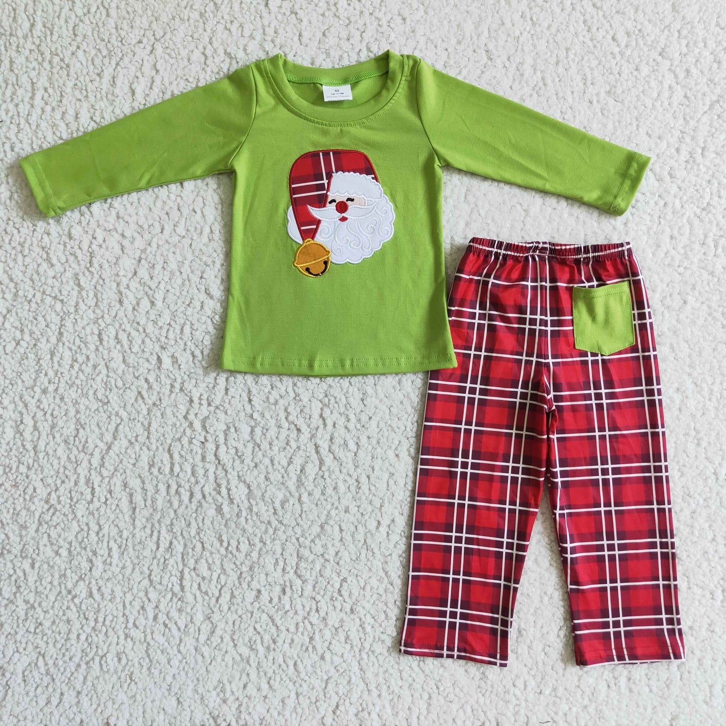 0822 EMBROIDERY RTS christmas santa embroidery  long sleeve GIRL outfit