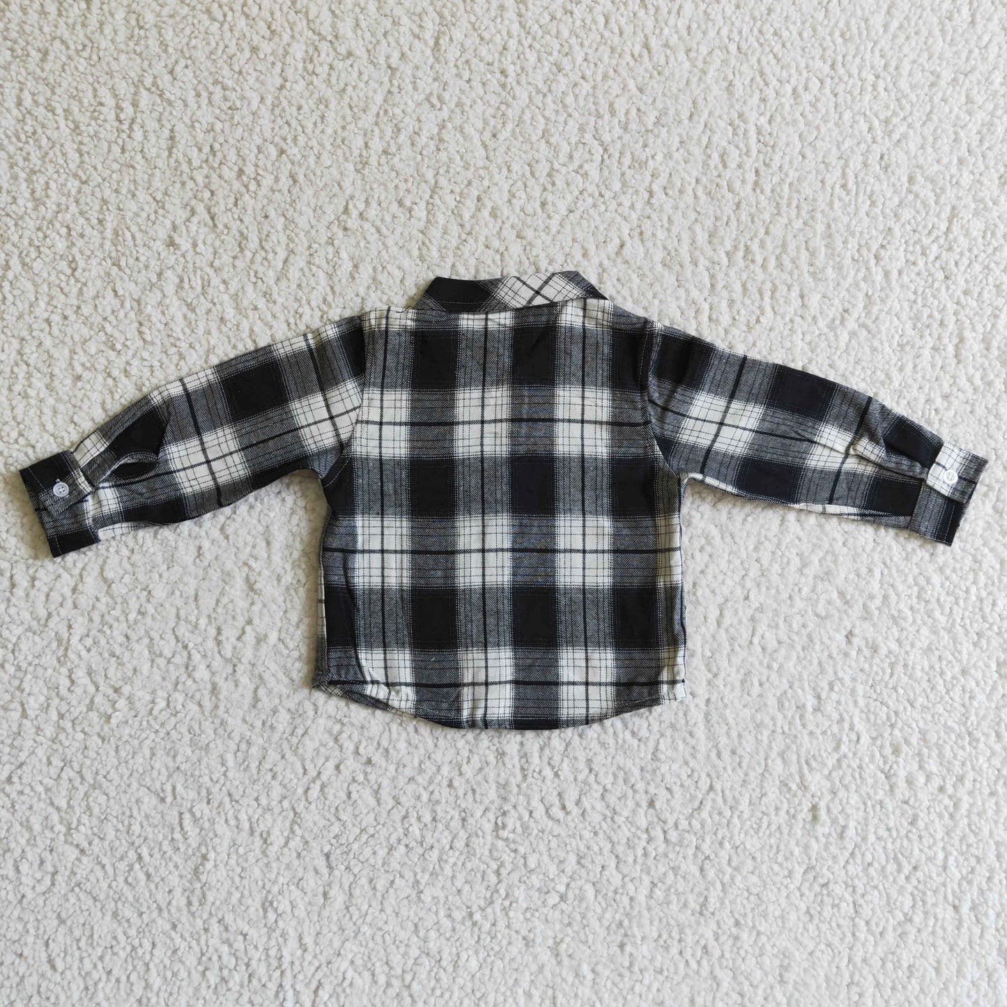BT0060 Black plaid long sleeve Cotton top boy top shirt  0912 rts