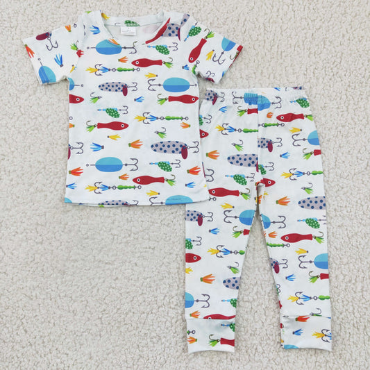 promotion BSPO0062 western cartoon fish short short sleeves boy pajamas outfit 1224 RTS