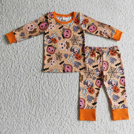 promotion halloween boy orange cartoon long sleeve pajamas outfits  RTS 202407