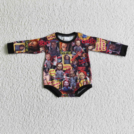 red halloween long sleeve baby boy bubble romper RTS 0820