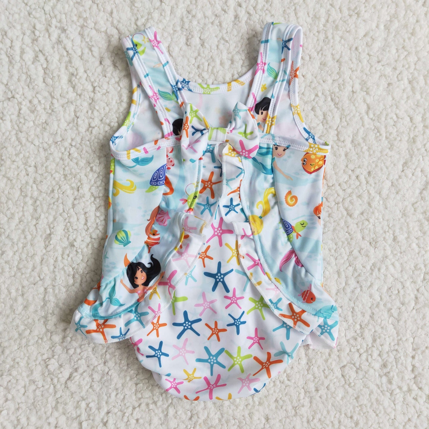 cartoon star starfish crab white mermaid girl swimwear Jan0122