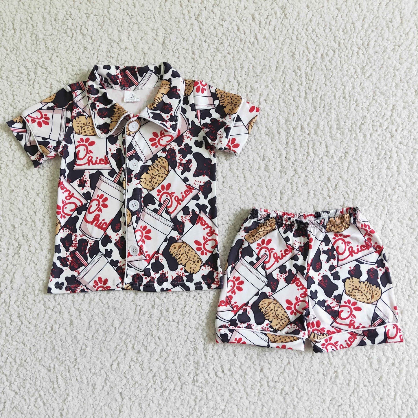 RTS chick fil collar shorts summer boy pajamas outfits REAL PIC 0615