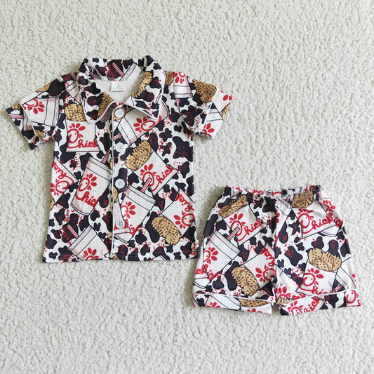 RTS chick fil collar shorts summer boy pajamas outfits REAL PIC 0615