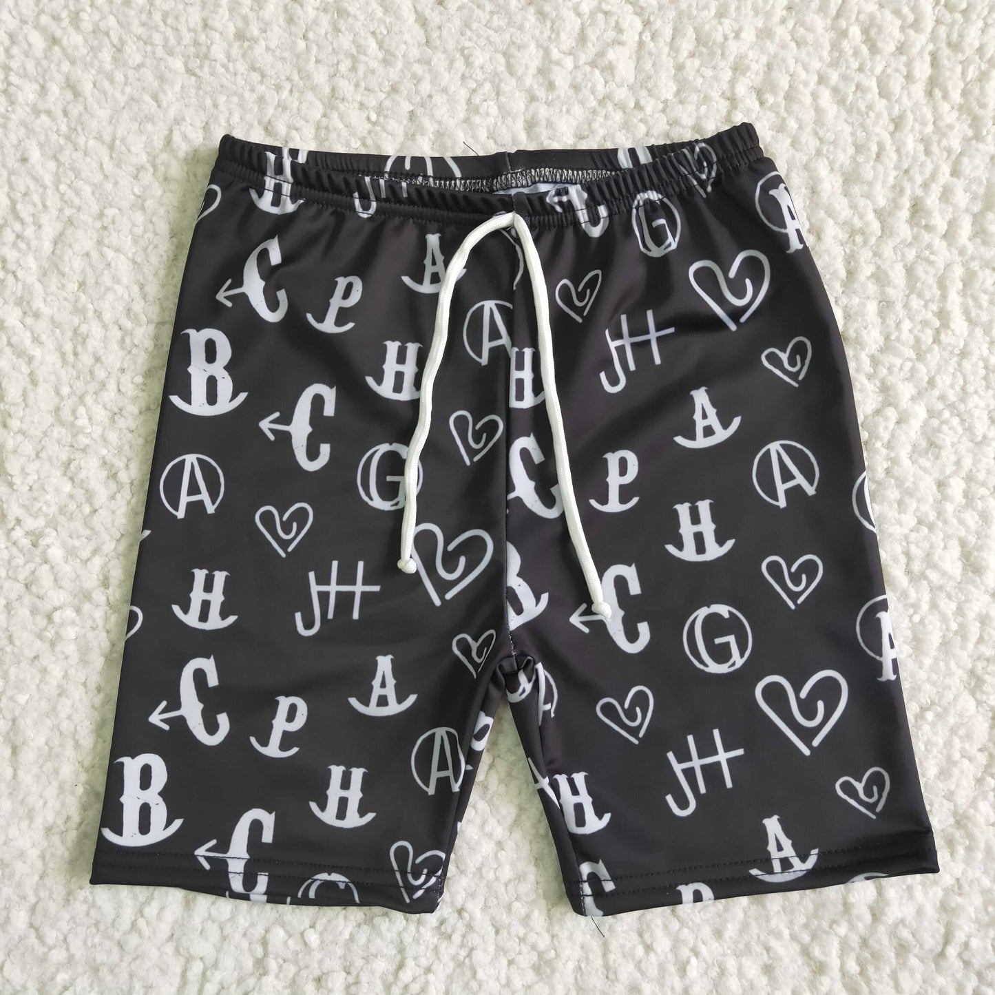 SS0003 AGH black words boy swimming trunks shorts 20230412 RTS