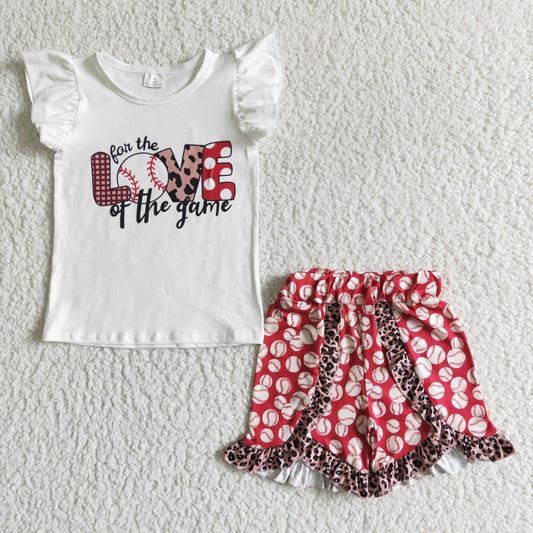 promotion price GSSO0008 love of the game baceball summer short sleeve shorts  girl  outfit 20230323 RTS