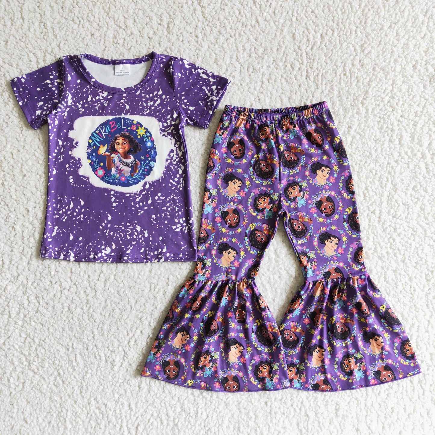 promotion GSPO0049 magic purple set short sleeve bell bottom girl outfits RTS