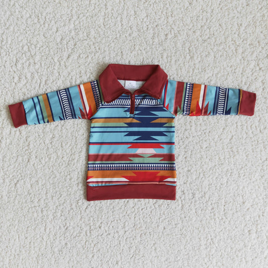 Lapel zipper boy pullover red blue spring autumn coat  0618 RTS