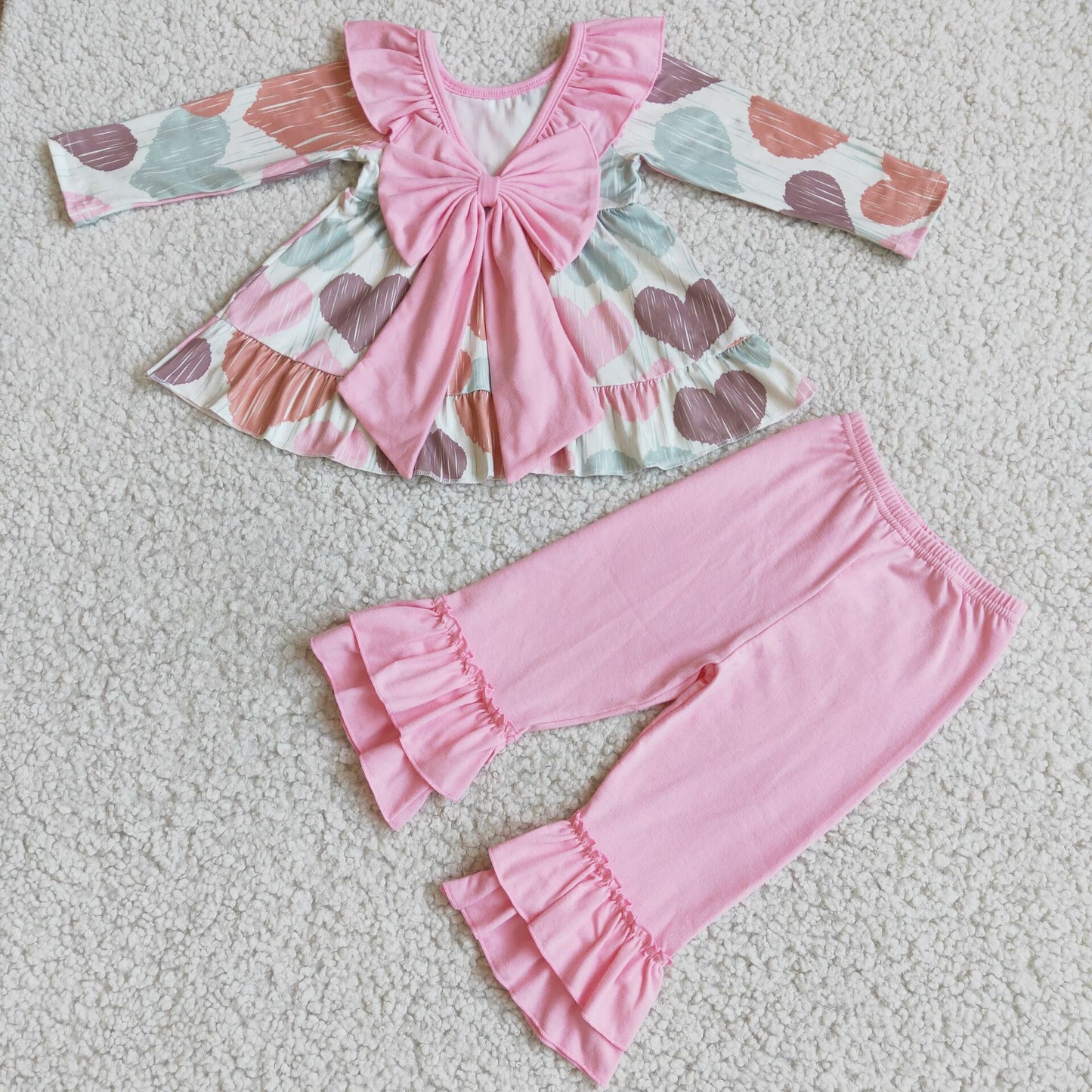 valentine girl pink lace long sleeve pant outfit