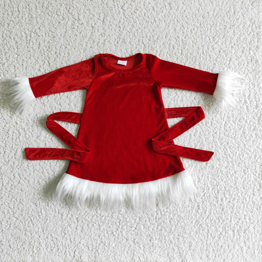 GLD0084 Christmas red long sleeve GIRL DRESS 0907 RTS