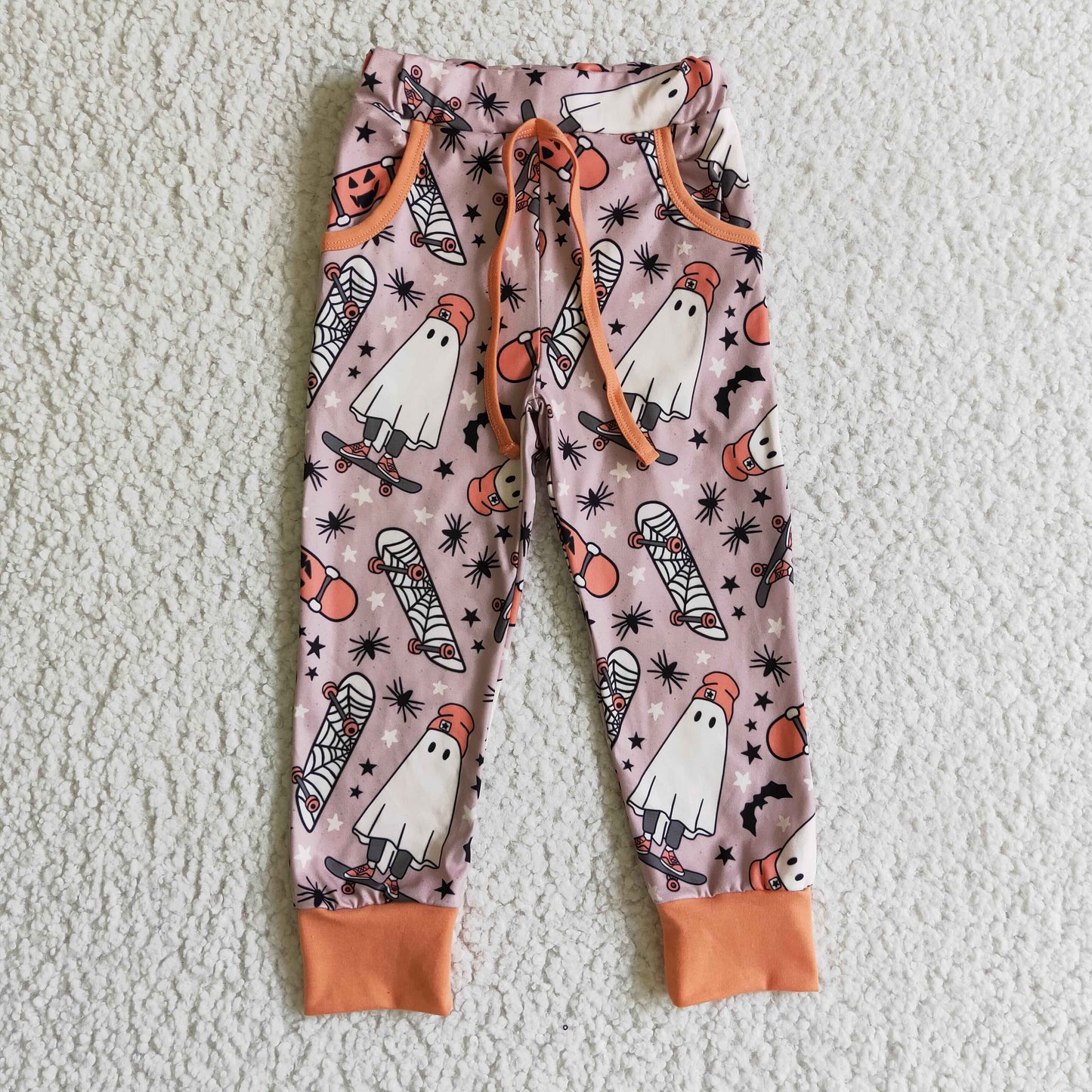 kids halloween pumpkin ghost Boo long pants 0924 RTS