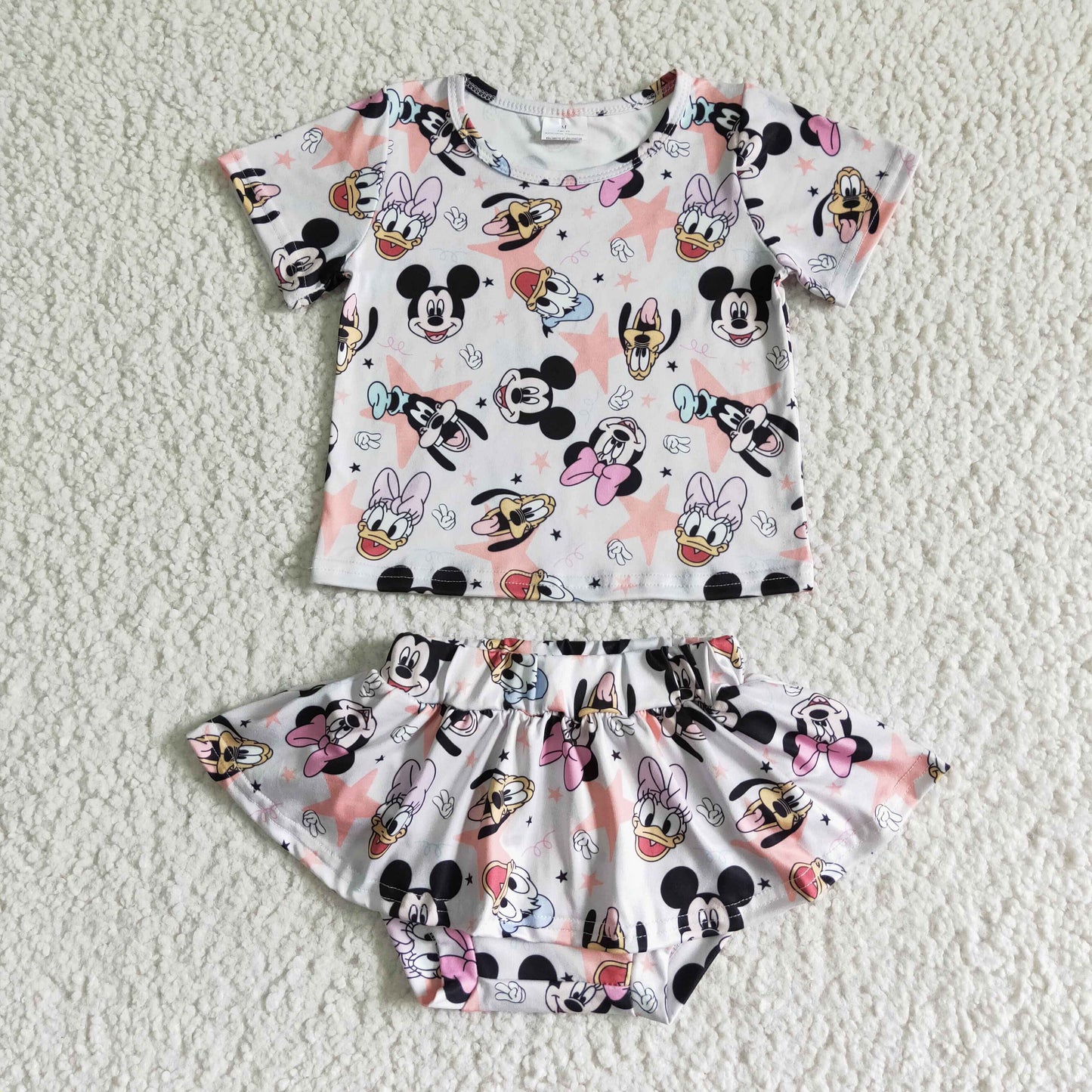 GBO0046 RTS cartoon mouse pink bummies summer girl outfit real pics 20230228