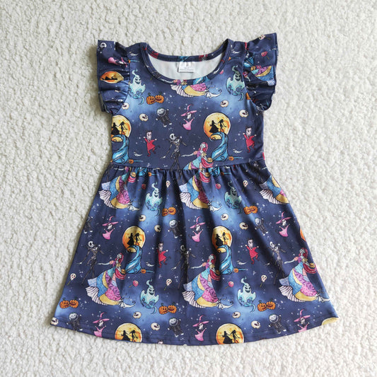 0822 RTS princess halloween short sleeve orange moon pants girl dress