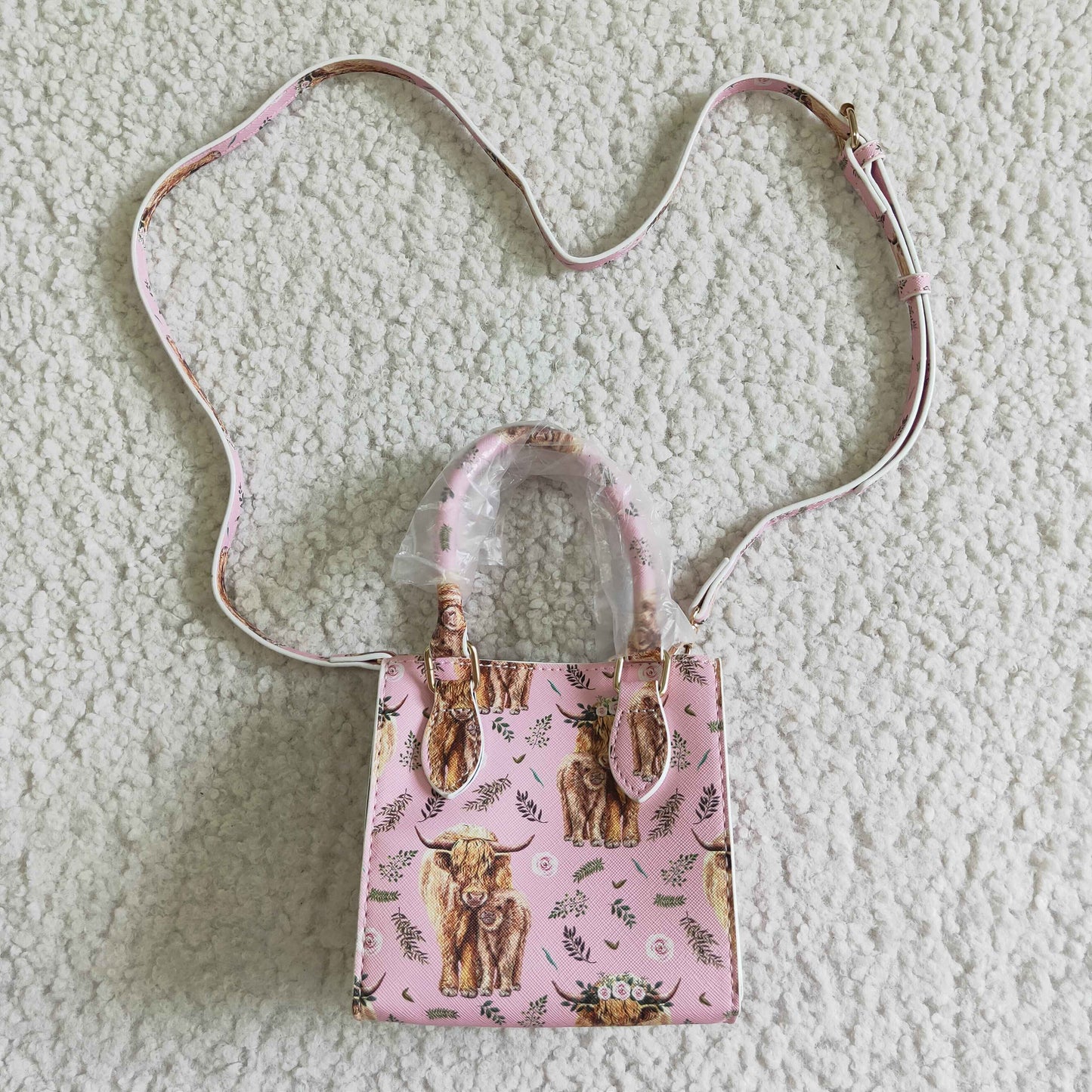 BA0018 RTS 13.5CM*9CM*14CM baby Bag pink cow floral bag 0702