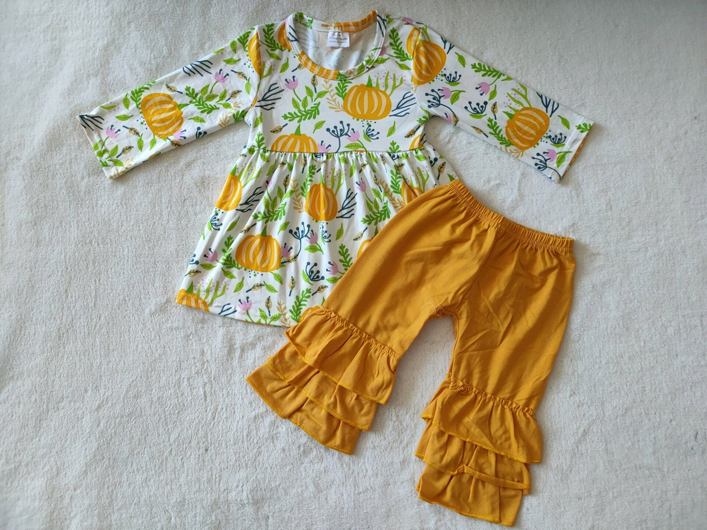 pumpkin orange yellow lace long sleeve pant outfits