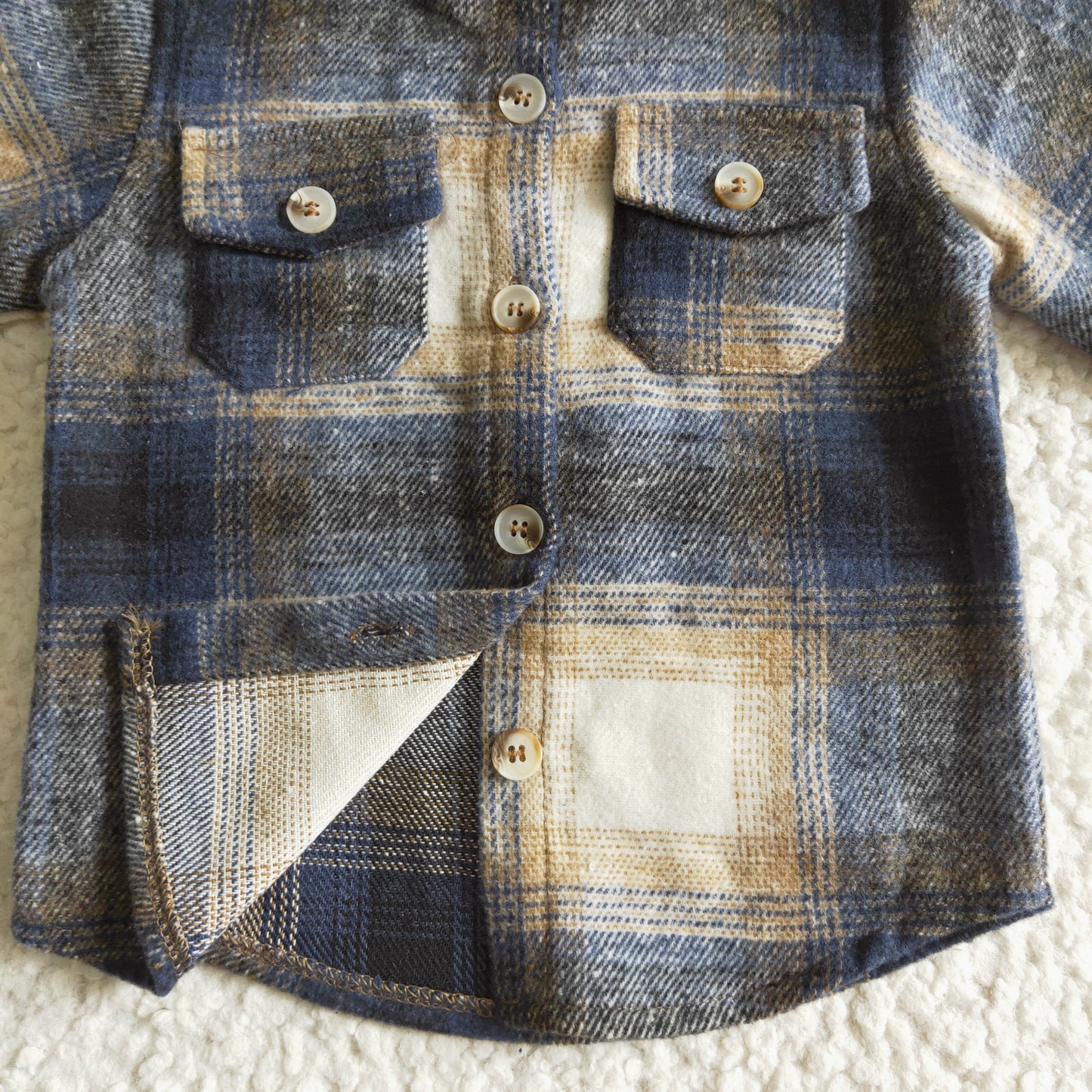 BT0117 blue plaid long sleeve Cotton top boy top shirt 1029