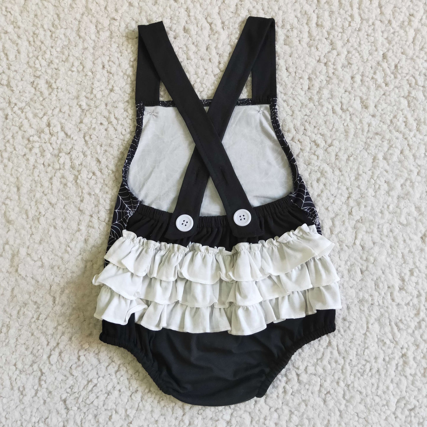 RTS Spider net black white short sleeve suspender halloween girl romper 0808