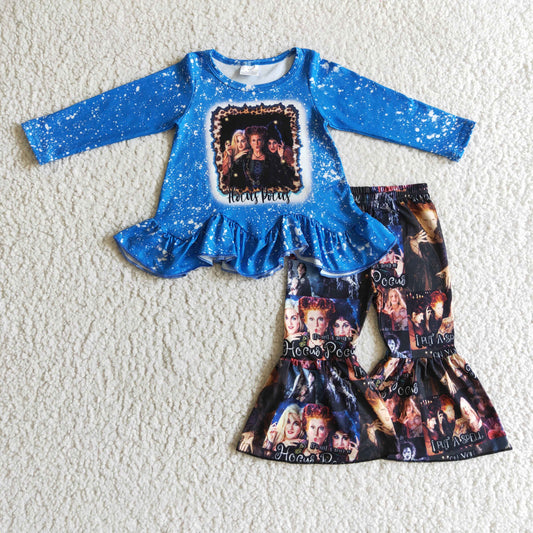 RTS 0930 halloween blue three women cartoon  long sleeve pants baby girl outfit