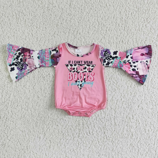 promotion RTS LR0004 western designs my boots cow pink babe long flare sleeves romper girl clothes preorder little miss sassy pants puffy pink long sleeve bell bottom girl outfit 0620