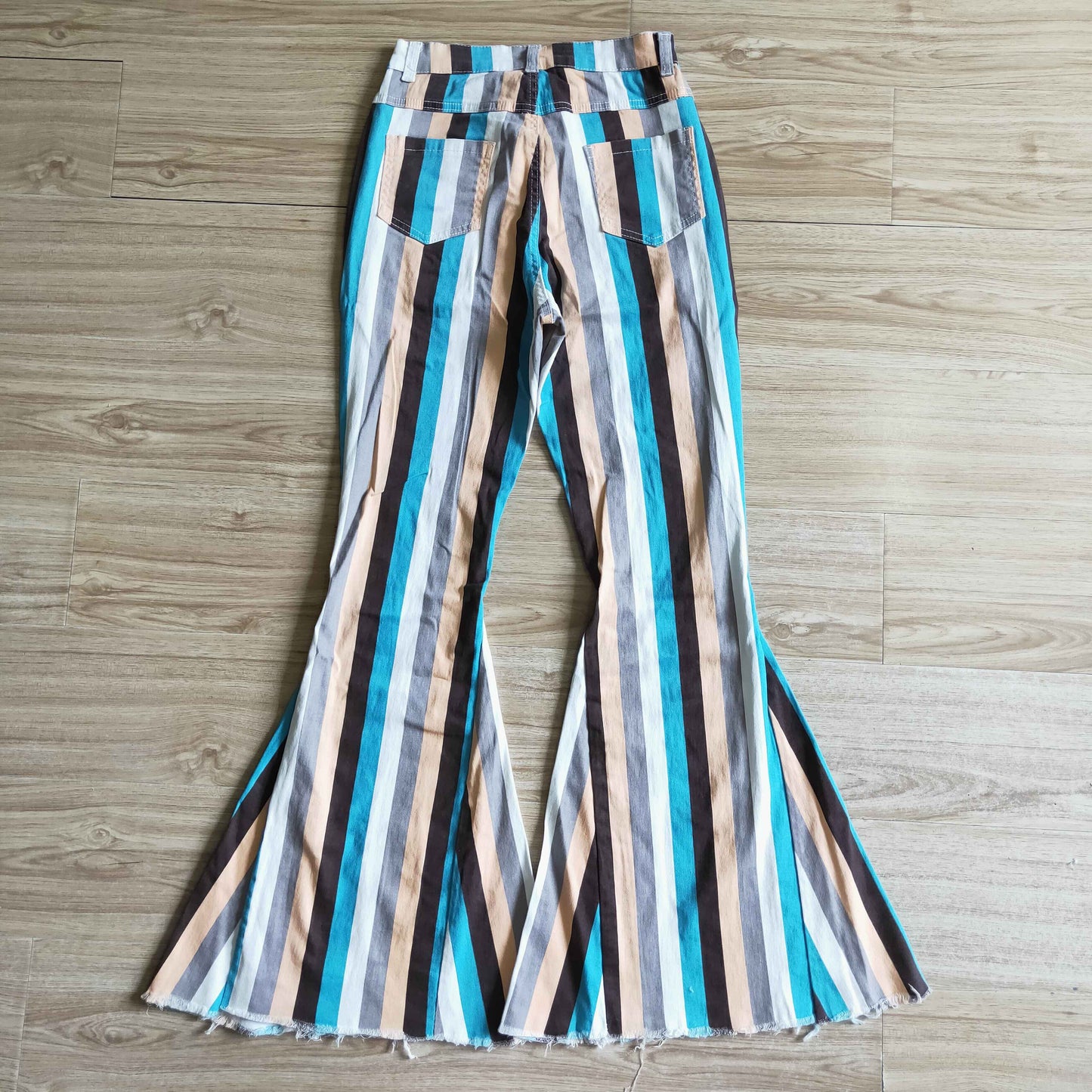 White blue orange stripe Adult mama clothes denim jeans 20230527 RTS