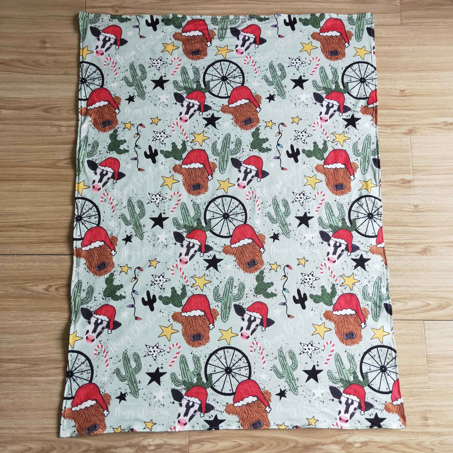 BL0030 christmas cow farm baby blanket RTS 1029