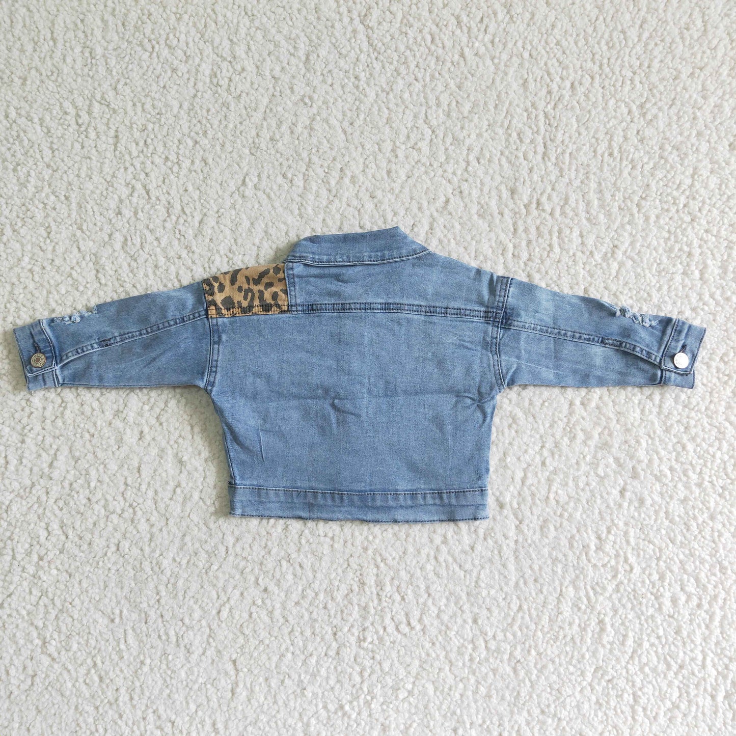 Leopard print Button Denim Jacket 0422