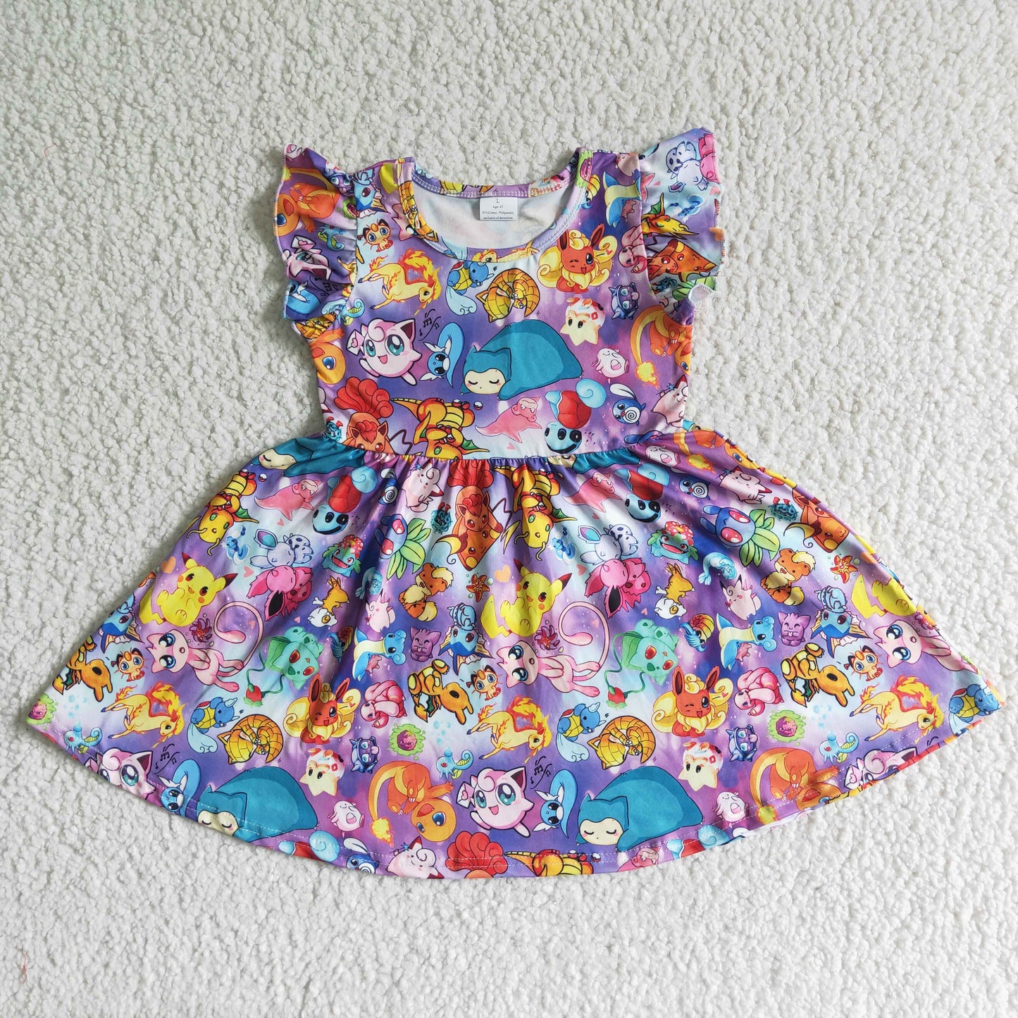 Promotion B10-10 purple cartoon short sleeve dress 0413