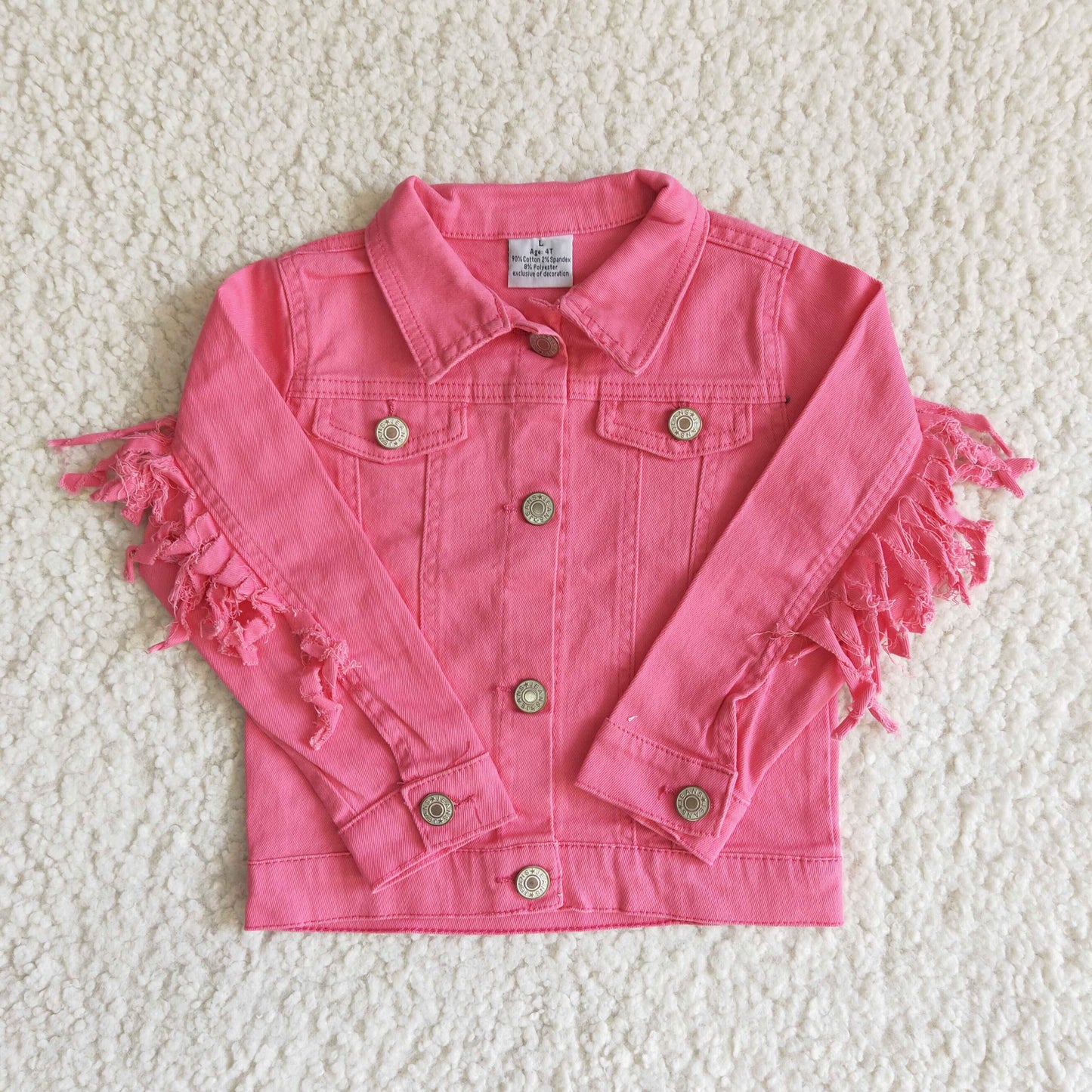 hot pink buttons Denim Jacket