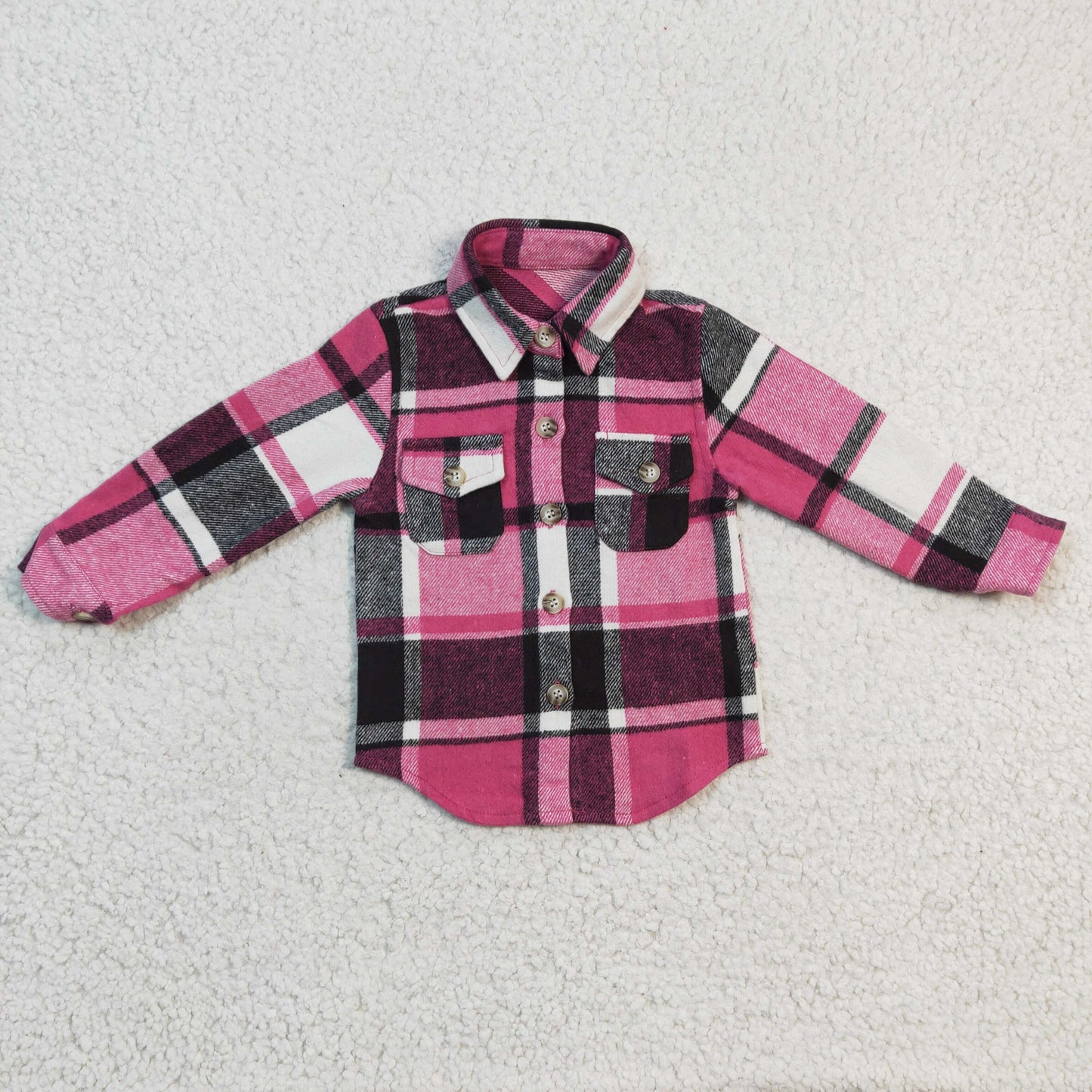 GT0104 hot pink plaid long sleeve Cotton boy top shirt 20230102 RTS