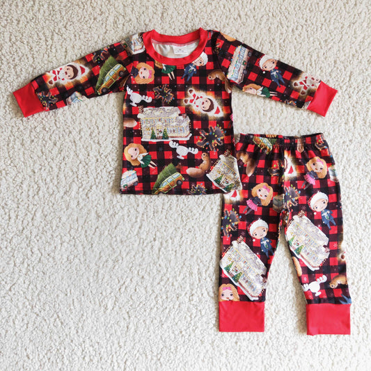 Cartoon christmas long sleeve boy pajamas outfit 1024