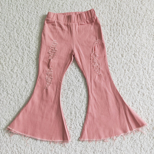 pink bell bottom denim pants