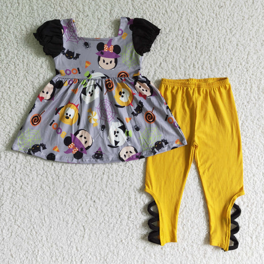 0826 RTS halloween cartoon short sleeve pants girl outfit